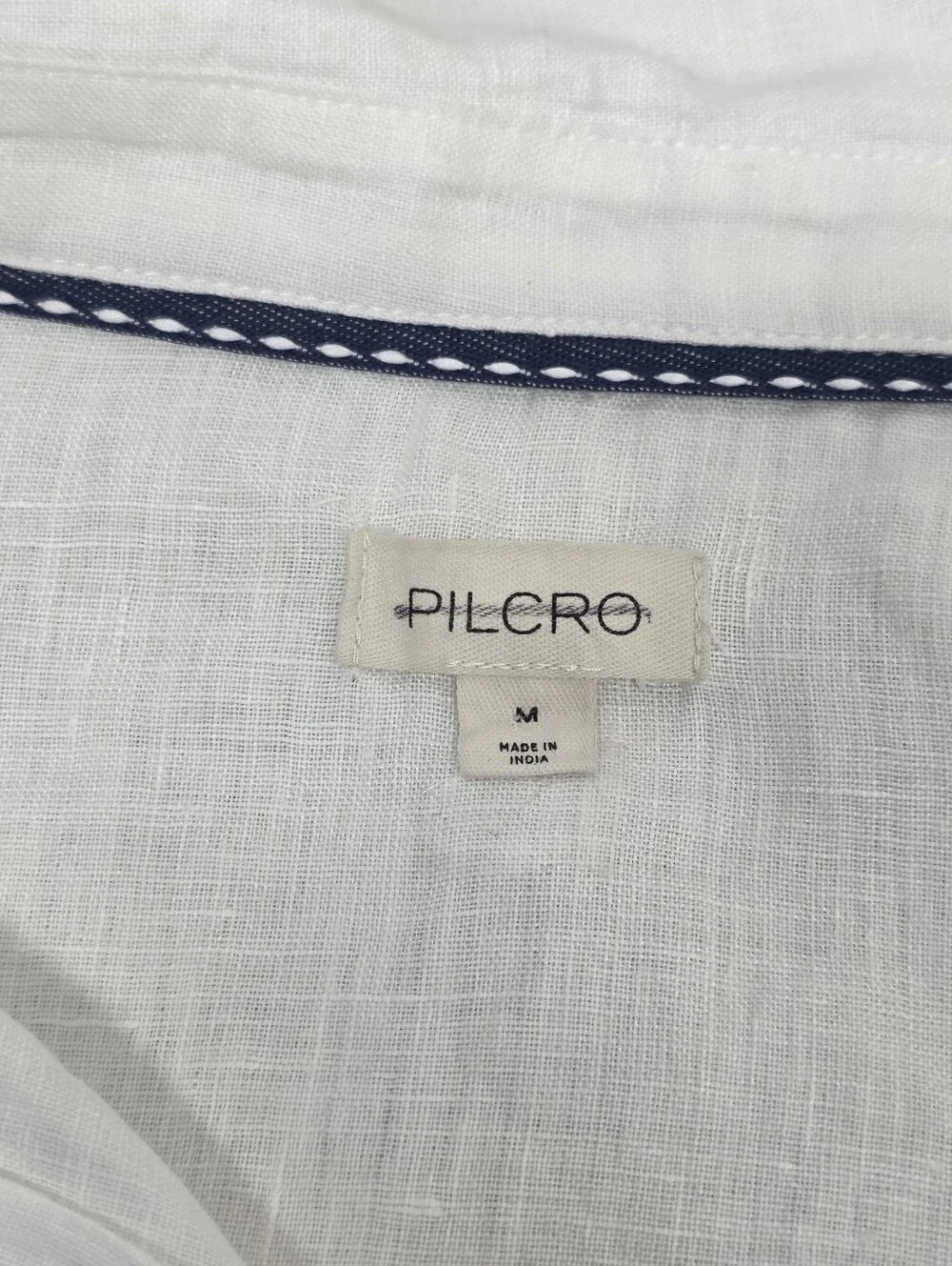 Pilcro Anthropologie White Linen Puff-Sleeve Button Front Blouse
